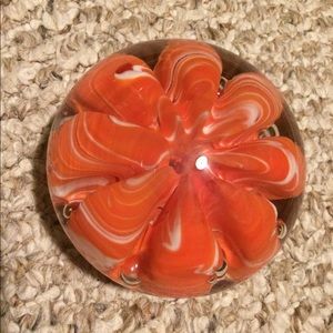Vintage Joe St Claire orange paperweight